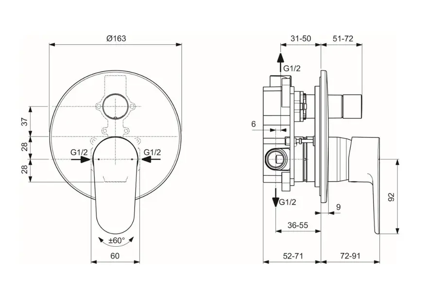Ideal Standard - Cerafine O - Zuhany csaptelep - A7193SI – 2. kép