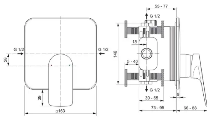 Ideal Standard - Ceralife C - Zuhany csaptelep - BE062XG – 2. kép