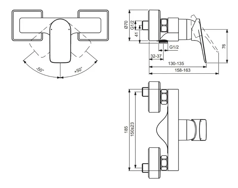 Ideal Standard - Ceralife C - Zuhany csaptelep - BE066XG – 2. kép