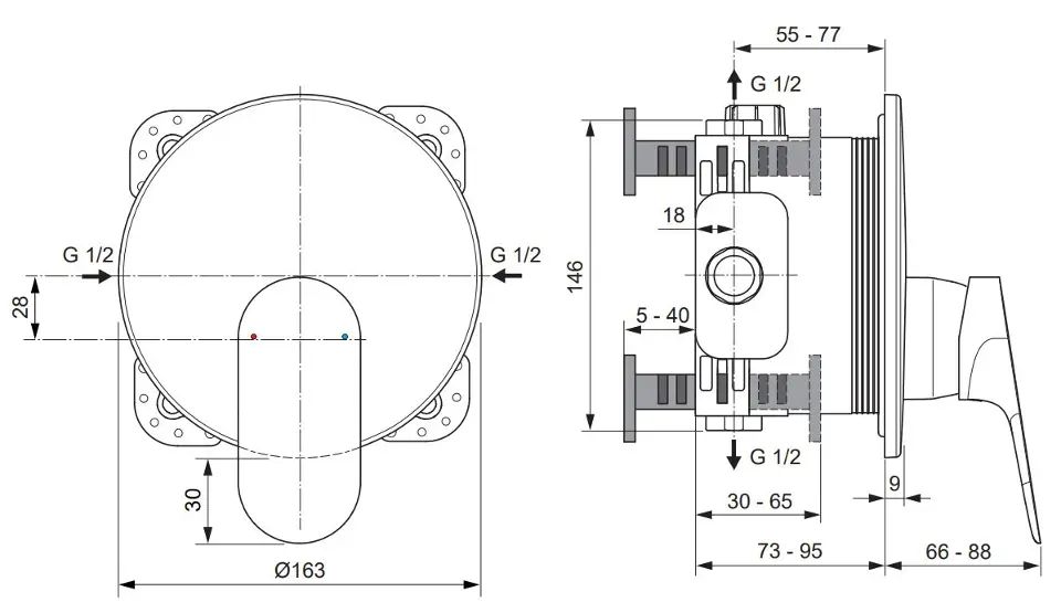 Ideal Standard - Ceralife O - Zuhany csaptelep - BE024AA – 2. kép