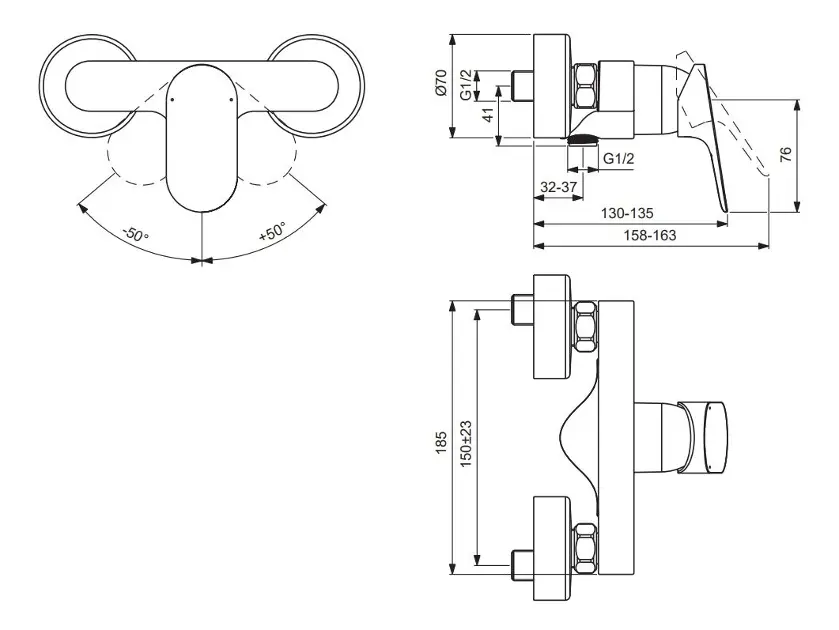 Ideal Standard - Ceralife O - Zuhany csaptelep - BE028XG – 2. kép