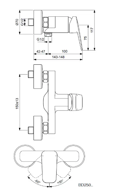 Ideal Standard - CeraPlan - Zuhany csaptelep - BD250AA – 2. kép