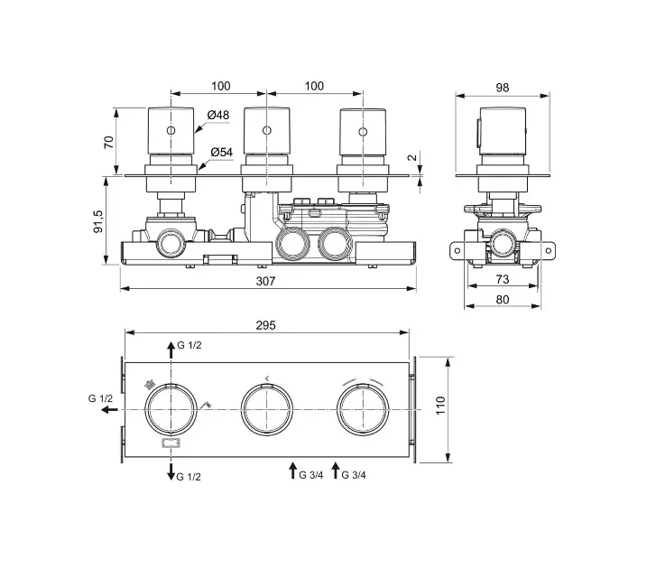 Ideal Standard - Ceratherm C100 - Zuhany csaptelep - A7664A5 – 2. kép