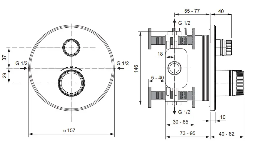 Ideal Standard - CeraTherm Navigo - Zuhany csaptelep - A7295A5 – 2. kép