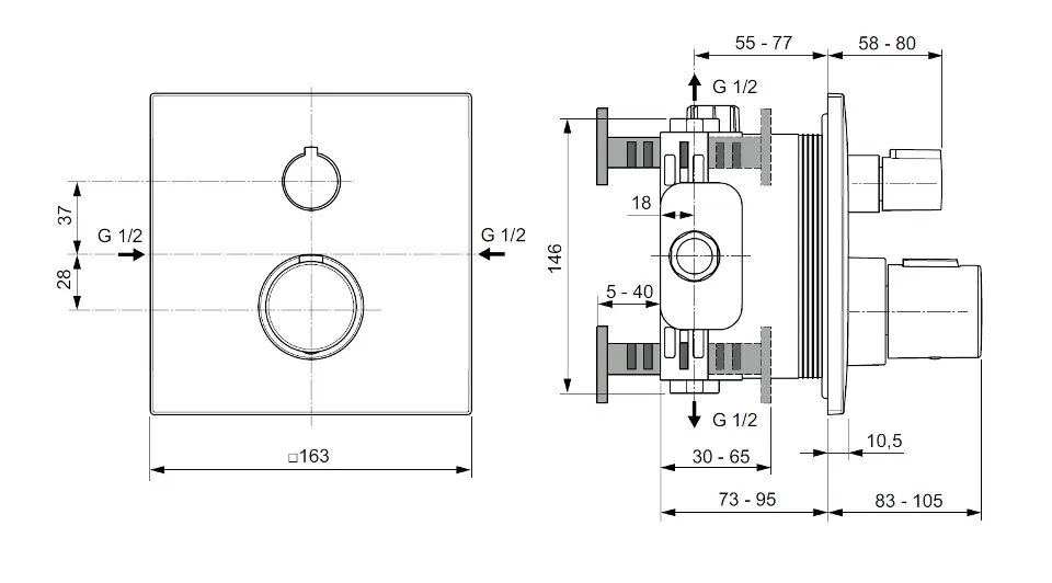 Ideal Standard - CeraTherm - Zuhany csaptelep - A6956A2 – 2. kép