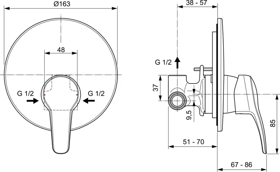 Ideal Standard - Oglio - Zuhany csaptelep - A7162AA – 2. kép