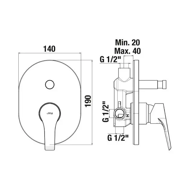 Jika - Cube - Zuhany csaptelep - H3211W60040001 – 2. kép