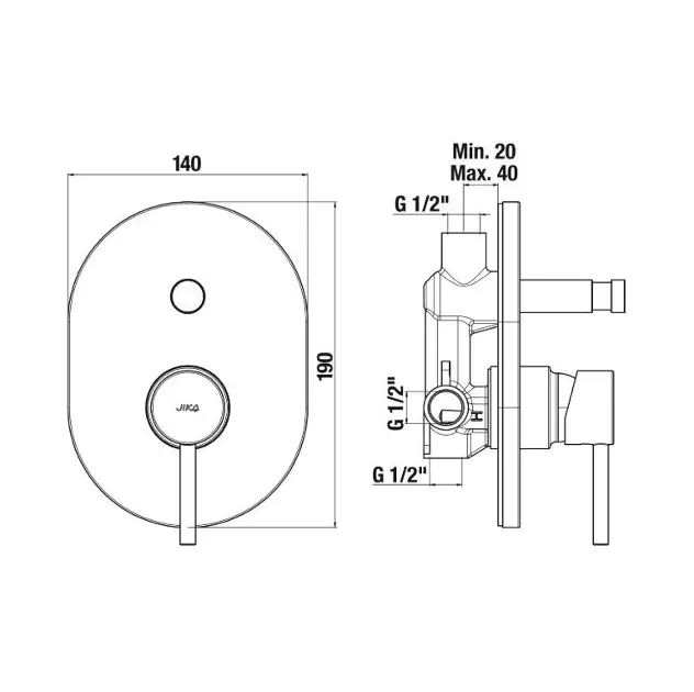 Jika - Mio Style - Zuhany csaptelep - H3212F60040001 – 2. kép