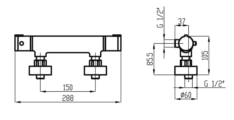 Novaservis - Metalia 54 - Zuhany csaptelep - 54960/1,0 – 2. kép