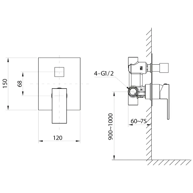 Sapho - Cubemix - Zuhany csaptelep - CM042B – 2. kép