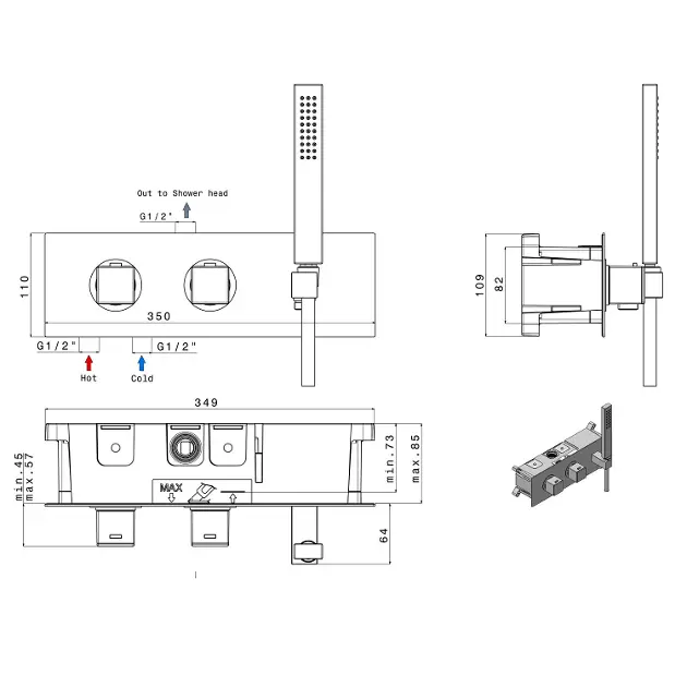Sapho - Dimy - Zuhany csaptelep - DM493BL – 2. kép