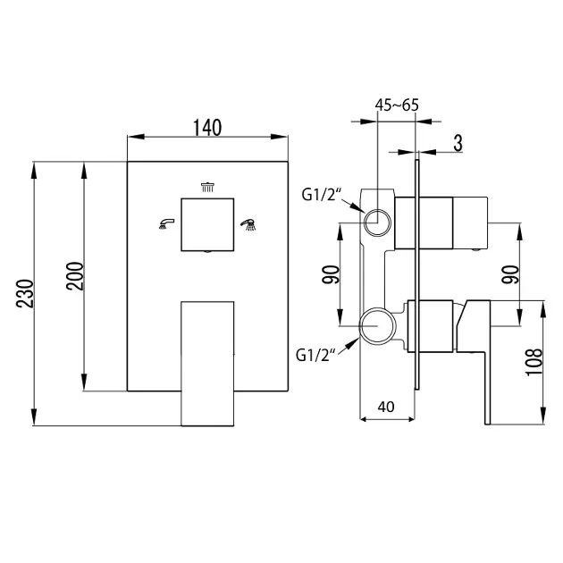 Sapho - Ginko - Zuhany csaptelep - 1101-44 – 2. kép