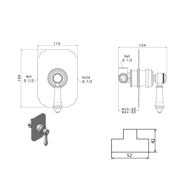Sapho - Vienna - Zuhany csaptelep - VO041BR – 2. kép