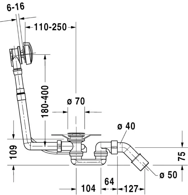 Duravit - Equipment and accessories - Kádlefolyó- és túlfolyó szett - 790225000001000 – 2. kép