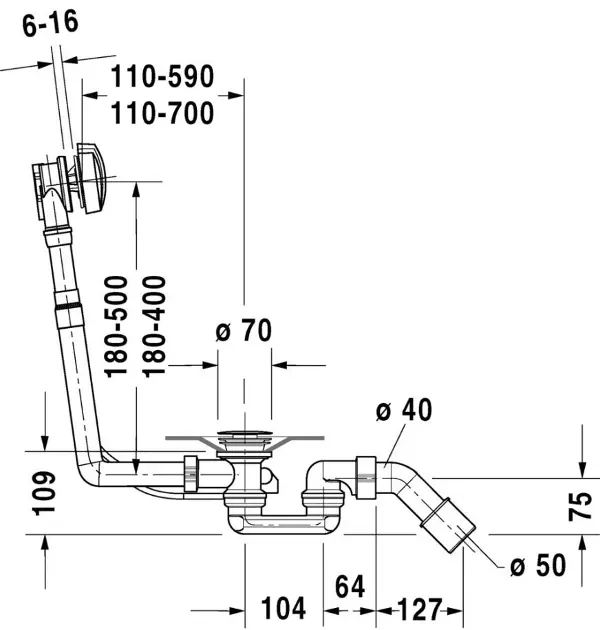 Duravit - Equipment and accessories - Kádlefolyó- és túlfolyó szett - 790226000001000 – 2. kép