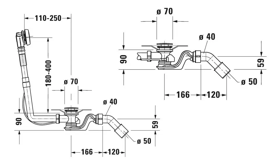 Duravit - Equipment and accessories - Kádlefolyó- és túlfolyó szett - 792200000001000 – 2. kép