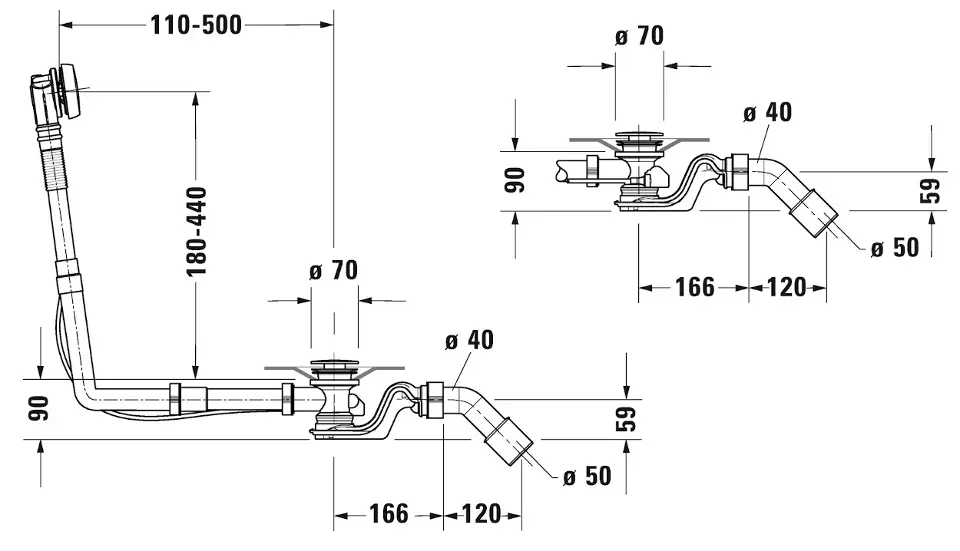 Duravit - Equipment and accessories - Kádlefolyó- és túlfolyó szett - 792202000001000 – 2. kép