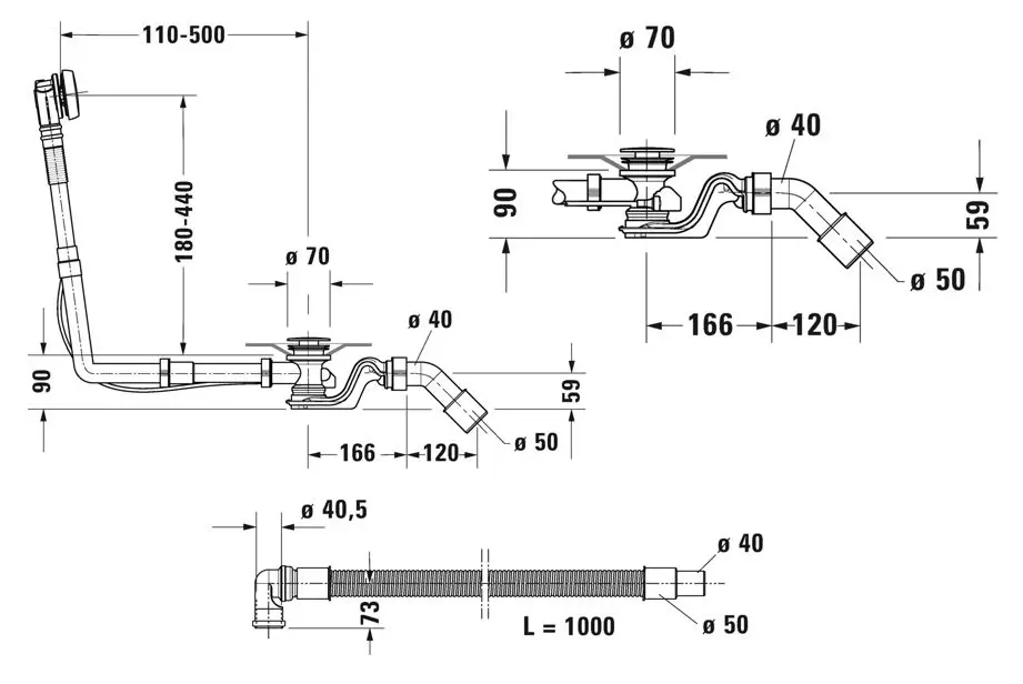 Duravit - Equipment and accessories - Kádlefolyó- és túlfolyó szett - 792204000001000 – 2. kép