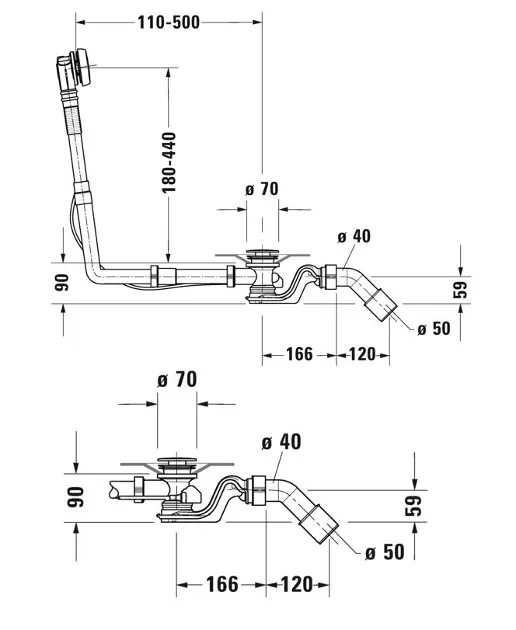 Duravit - Equipment and accessories - Kádlefolyó- és túlfolyó szett - 792206000001000 – 2. kép