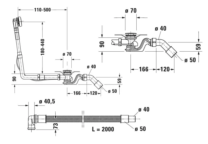 Duravit - Equipment and accessories - Kádlefolyó- és túlfolyó szett - 792208000001000 – 2. kép