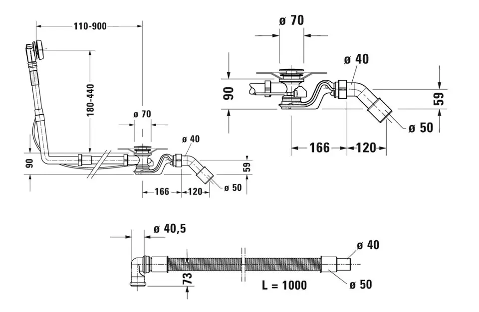 Duravit - Equipment and accessories - Kádlefolyó- és túlfolyó szett - 792210000001000 – 2. kép