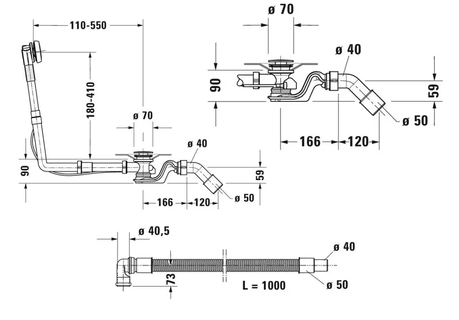 Duravit - Equipment and accessories - Kádlefolyó- és túlfolyó szett - 792218000001000 – 2. kép