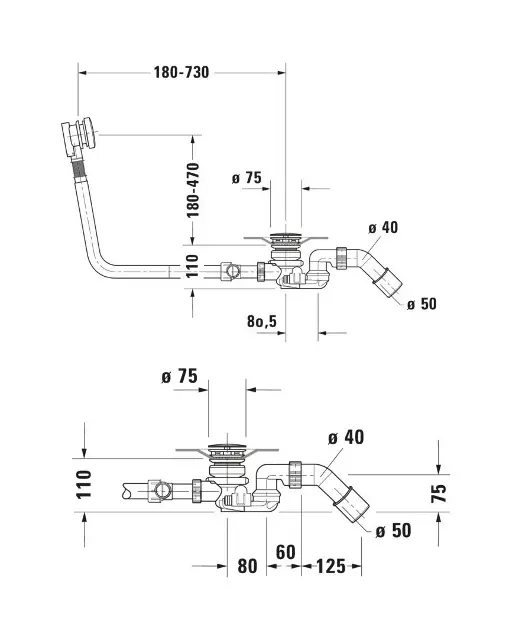 Duravit - Kádlefolyó- és túlfolyó szett - 791231000001000 – 2. kép