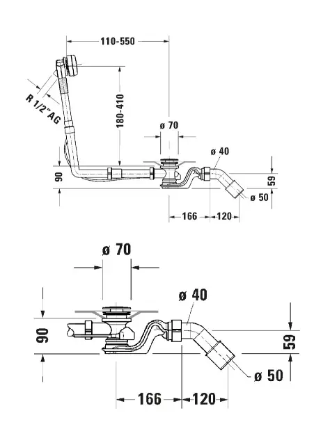 Duravit - Kádlefolyó- és túlfolyó szett - 792217000001000 – 2. kép