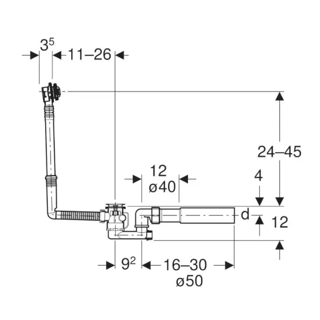 Geberit - Equipment and accessories - Kádlefolyó- és túlfolyó szett - 150.530.21.6 – 2. kép