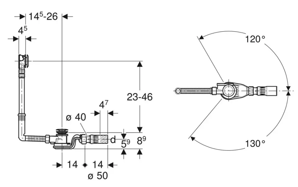 Geberit - Equipment and accessories - Kádlefolyó- és túlfolyó szett - 150.750.21.6 – 2. kép