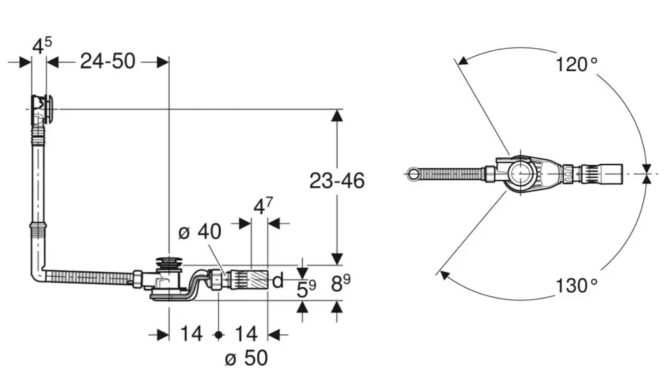 Geberit - Equipment and accessories - Kádlefolyó- és túlfolyó szett - 150.751.21.6 – 2. kép