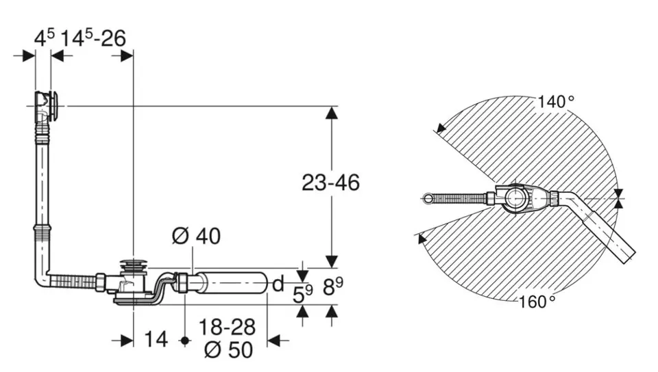Geberit - Equipment and accessories - Kádlefolyó- és túlfolyó szett - 150.755.21.6 – 2. kép