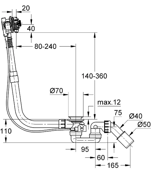 Grohe - Talentofill - Kádlefolyó- és túlfolyó szett - 28990AL0 – 2. kép