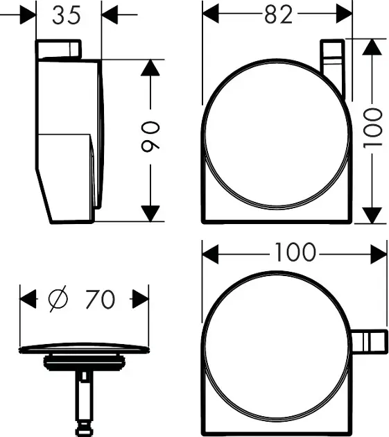 Hansgrohe - Exafill S - Kádlefolyó- és túlfolyó szett - 58117670 – 2. kép
