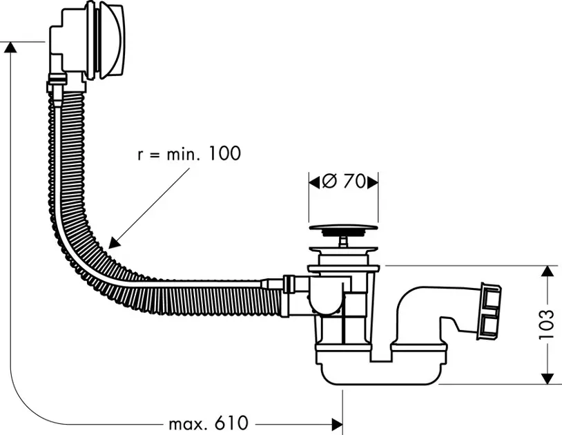 Hansgrohe - Flexaplus - Kádlefolyó- és túlfolyó szett - 58142000 – 2. kép