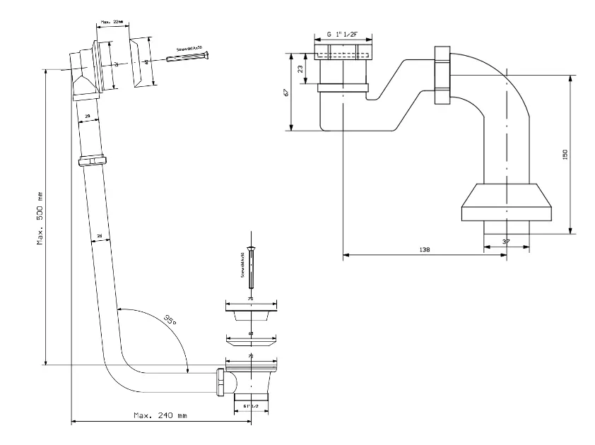 Polysan - Equipment and accessories - Kádlefolyó- és túlfolyó szett - 71687 – 2. kép