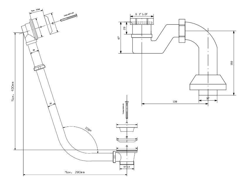 Polysan - Equipment and accessories - Kádlefolyó- és túlfolyó szett - 71690 – 2. kép