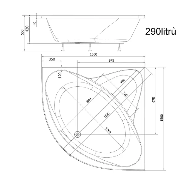 Aqualine - Bathtubs - Fürdőkád - A1550 – 2. kép