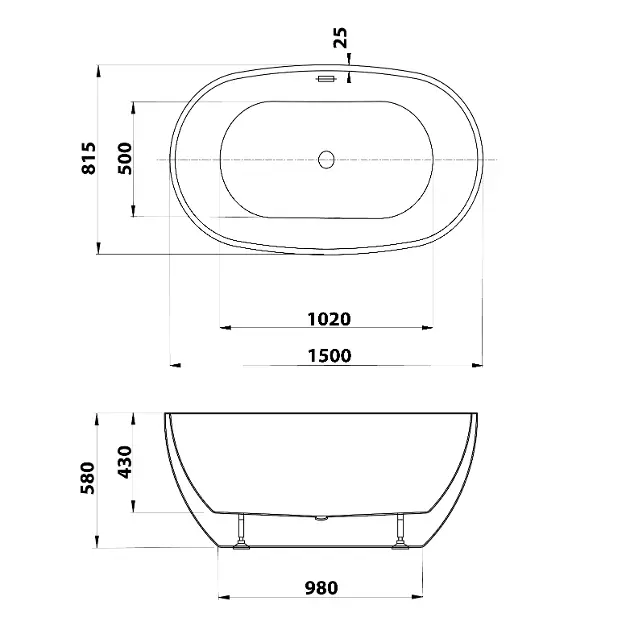 Aqualine - Bathtubs - Fürdőkád - E1850 – 2. kép