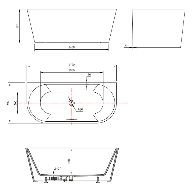 Aqualine - Bathtubs - Fürdőkád - E1980 – 2. kép