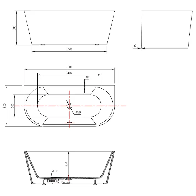 Aqualine - Bathtubs - Fürdőkád - E1990 – 2. kép