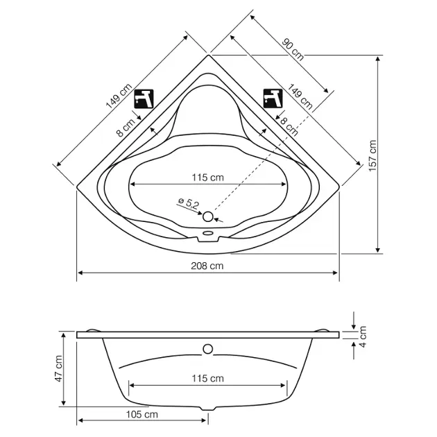 Aqualine - Bathtubs - Fürdőkád - G1350 – 2. kép