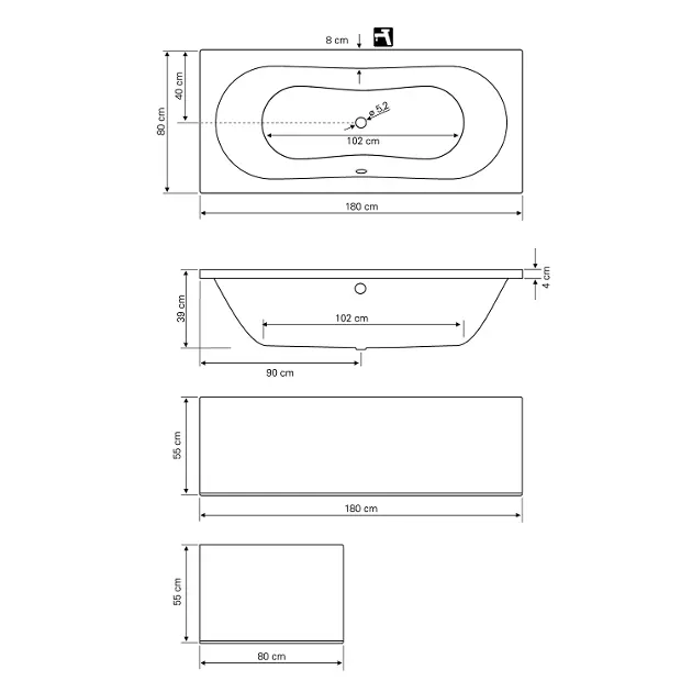 Aqualine - Bathtubs - Fürdőkád - G1880 – 2. kép