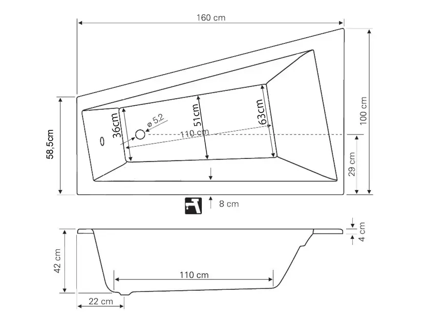 Aqualine - Bathtubs - Fürdőkád - G2611 – 2. kép