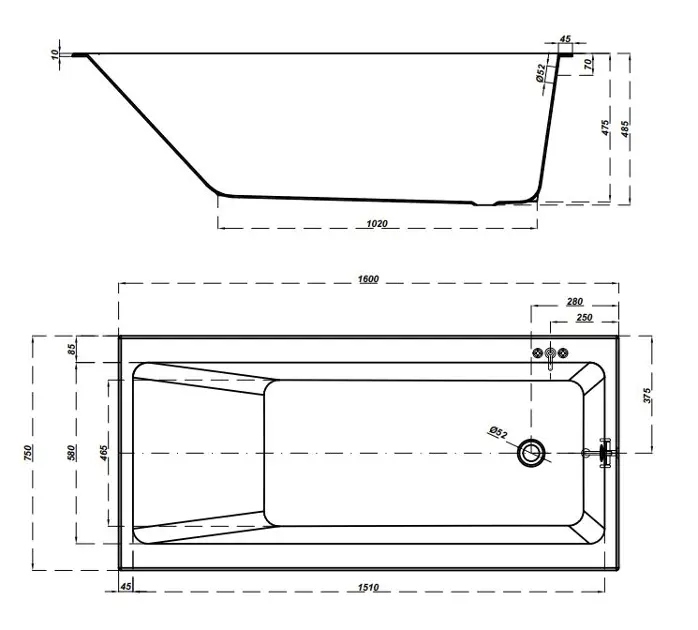 Cersanit - Crea - Fürdőkád - S301-225 – 2. kép