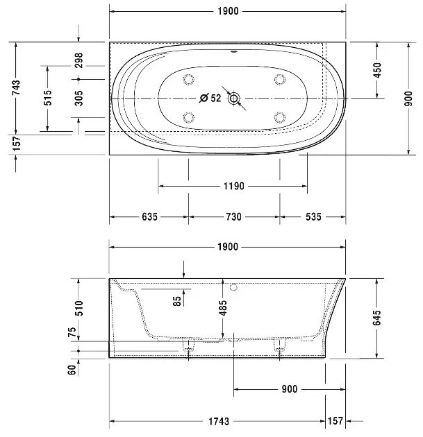 Duravit - Cape Cod - Fürdőkád - 700362000000000 – 2. kép