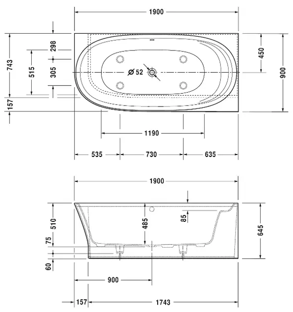 Duravit - Cape Cod - Fürdőkád - 700363000000000 – 2. kép