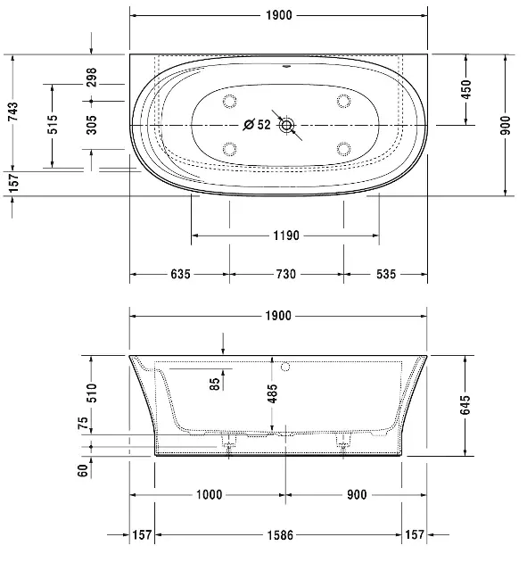 Duravit - Cape Cod - Fürdőkád - 700364000000000 – 2. kép
