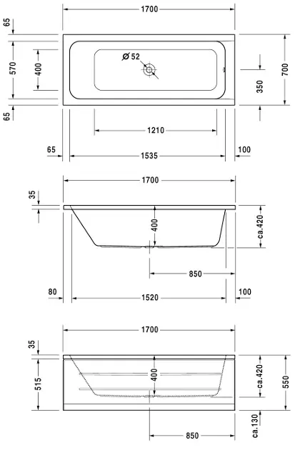 Duravit - D-Code - Fürdőkád - 700097000000000 – 2. kép