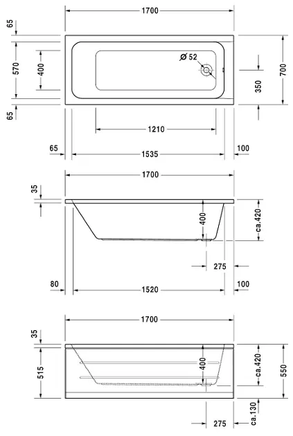 Duravit - D-Code - Fürdőkád - 700098000000000 – 2. kép